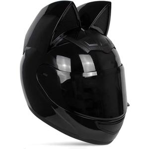 Adult Personalized Cat Ear Motorcycle Helmet,Men and Women Cool Cat Locomotive Motorcycle Full Face Helmet,DOT/FMVSS-218 Certification Standard,Suitable for All Seasons (Large, Black) Adult Personalized Cat Ear Motorcycle Helmet,Men and Women Cool Cat Locomotive Motorcycle Full Face Helmet,DOT/FMVSS-218 Certification Standard,Suitable for All Seasons (Large, Black)