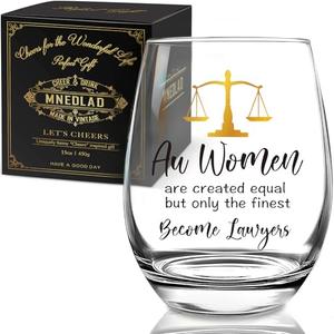 Women in Law Wine Glass - "All Women Are Created Equal But Only The Finest Become Lawyers" Engraved Funny Gift for Female Attorneys, Birthday Graduation -307