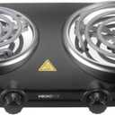 Double Burner Hot Plate Electric, 1800 Watts Electric Burner with 5.2" & 6" Coiled Element, Adjustable Temperature, for Dorm, Office, Home, Camp, Compatible for All Cookwares