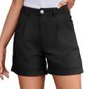 Women Dress Shorts Womens Shorts Dressy Casual High Waisted Shorts for Ladies Cuffed Hem (XXL, Black)