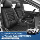 Custom Seat Covers for Toyota RAV4 2019 2020 2021 2022 2023 2024 2025 Hybrid,LE,XLE,XLE Premium,Limited,Base,SE,RAV4 Seat Covers Front Set Faux Leather (Black, 2 Seats)