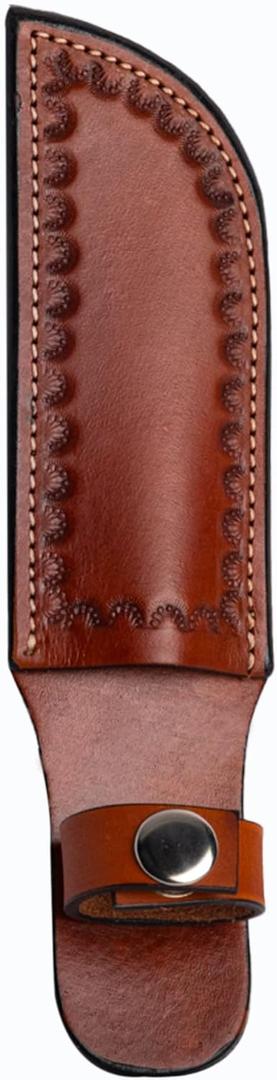 Hulara Genuine Leather Knife Sheath  Handmade Leather Knive Holder with Belt Loop, Fits 4-10" Blade  Fixed Blade Knife Sheaths, Knifes Scabbard for Belt (8 inch, Brown Zig-zag)
