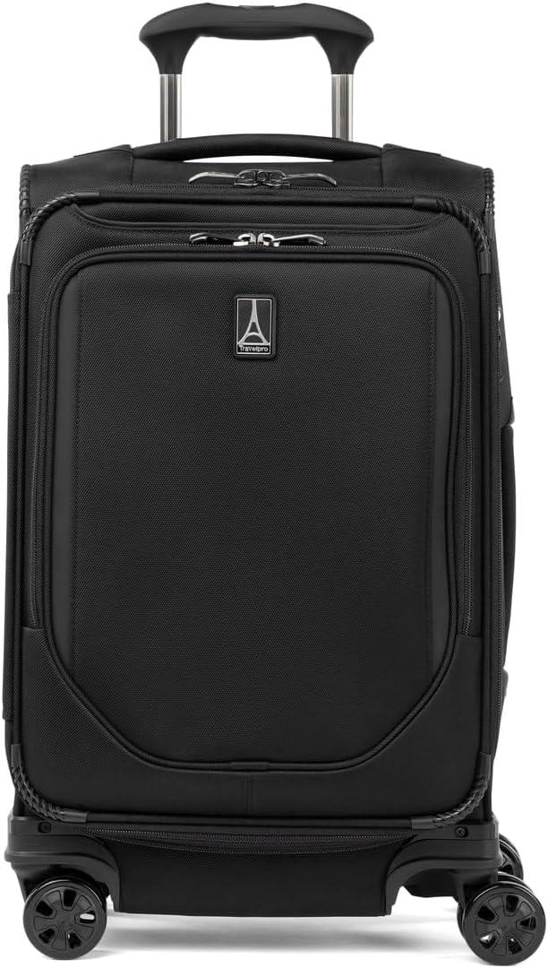 Travelpro Crew Classic Lightweight Softside Expandable Carry on Luggage, 8 Wheel Spinner Suitcase, Men and Women, Carry On 21-Inch, Black