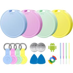 Air Tags for Android,Air Tags-4 Pack Android,Air Tracker Tags with 4 Case,2 Year Battery Life,Google Find Trackers for Google'S Find Hub App,IP65 Waterproof Luggage Tracker for Key,4 Colour