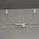 Spectrum Over the Door Organizer with Hooks for Hanging Coats Jackets Bags Totes & Towels, Easy Install Sturdy Steel Over Door Hook Rack Hanger for Bedroom Laundry Room Clost Storage, White