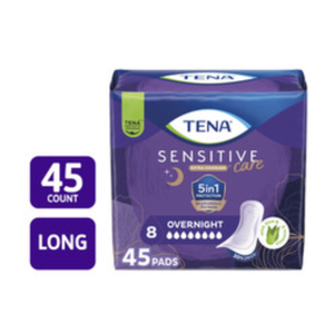 Tena Sensitive Incontinence Pads for Women, Overnight, 45 Count 