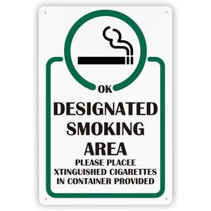 Designated Smoking Area Sign, Rustproof Aluminum Plaque, Decorative Signs and Plaques, Wall Decor Art, Smoking Metal Tin Signs, 1.8 * 7.9 inches Metal Tin Sign, B6, 7.8*11.8 inches