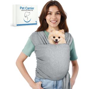 Dog Sling Swaddle Carrier for Small Dog, Cat Front Carriers for Small Pet up to 20lbs, Puppy Pouch with Adjustable Straps, Hands Free Pet Sling, Anti Anxiety Puppy Sling (Light Grey)