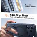 TORRAS Upgraded 360 Magnetic Stand for iPhone 17 Pro Max Case with Camera Control Button, Fit for MagSafe with Ring, Mil-Grade Protection, Translucent Slim for iPhone 17 ProMax Case Ostand, Black