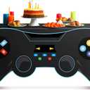 6 Ft Video Game Tablecloth Birthday Party Decoration Game Controller Shaped Table Cover Washable Polyester Party Supplies Game pad Table Covers Protector for Gamer Player Birthday Parties Decoration