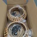 2 Pack Plug in Pendant Light Rattan Hanging Lamp with Switch,Mini Rattan Boho Semi Flush Mount Ceiling Light,Hand Woven Hallway Light Fixtures for Bedroom Entryway