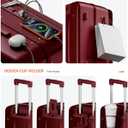 20IN Carry On Luggage,Top Opening Aluminum Frame Hardside 100% PC Airline Approved Suitcase -with TSA Lock,Cup Holder,USB Charge,Side Pothook, 360Spinner Wheels-Wine Red