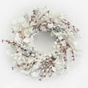 24 inch Winter Wreath for Front Door, Christmas Wreaths Front Door with White Eucalyptus Leaves and White Red Berry Outdoor/Indoor Wall Window Thanksgiving Décor Fireplace Christmas Decorations