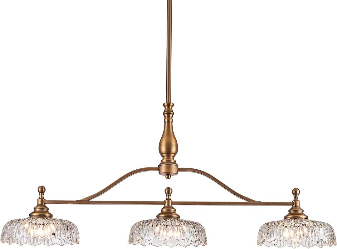 HDDFL Chandeliers Pendant Light Fixture Vintage Pendant Lighting Fixtures 3 Lights Chandelier Matte Brass Kitchen Glass Hanging Lamp for Island Dining Room Living Room