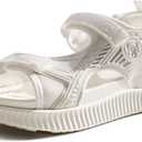 KuaiLu Womens Orthopedic Walking Sandals with Comfortable Arch Support Plantar Fasciitis Relief Summer Outdoor Hiking Sport Recovery Adjustable Strap Athletic Chunky Cushion Shoes (7, White)