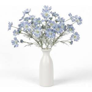4pcs 24Inch Light Blue Cosmos Branches Artificial Flowers,Light Blue Fake Flowers, Vase Decor Flowers, for Home Decoration Artificial Flowers