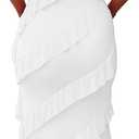 HOCILLE Women's Sexy V Neck Backless Bodycon Spaghetti Strap Elegant Ruffle Maxi Cocktail Party Dresses (White, S)