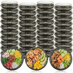 GBACHOOSE 30 Pack 10 Inch Plastic Serving Tray with Lids, Catering Trays with Lids, Party Tray with Lids Large Sandwich Trays for Parties with Lid for Takeout Food Catering Picnic