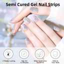 2 x Semi Cured Gel Nail Strips, 28 pcs Nail Gel Stickers Work with Any UV Lights, Long-Lasting Nail Wraps, Stick on Nails for women Easy to Apply & Remove
