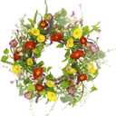 YNYLCHMX 18" Spring Summer Wreaths for Front Door, Artificial Floral Wreath with Green Eucalyptus Leaves, Green Foliage Wreath for Wall Window Farmhouse Party Holiday Home Decor