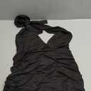 HOCILLE Women's Sexy Halter Bodycon V Neck Backless Ruched Drawstring Mini Club Party Dresses Size XL