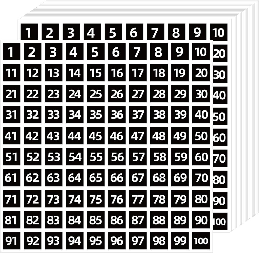 STARLIBOO 1 to 100 Consecutive Number Stickers, 0.4 inch Square Small Number Stickers Labels for Inventory, Storage, Organizing, Boxes, Bins, Toolbox, Locker (3000 Labels, Black)
