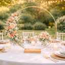 6 Pack Floral Hoop with Stand and 38-Yard Paddle Wire 20 Inch Metal Rings for DIY Centerpiece Table Decorations Crafts Macrame Rings Hoop Wreath Dream Catcher Rings Wedding Christmas Wreaths, Gold