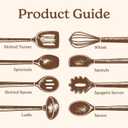 Country Kitchen Non Stick Silicone Utensil Set with Rounded Wood Handles for Cooking and Baking, 8 Piece Set, Khaki