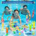 VGOFUN Diving Pool Toys for Kids Ages 3-12, 21 Pcs Mermaid Pool Toys with Golden Pirate Treasure Chest, Summer Underwater Game Toys Pool Dive Torped Rings Gems Swim Toy with Storage Bag for Girls Boys