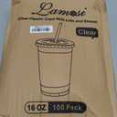 Lamosi 100 Pack 16 oz Clear Plastic Cups with Lids and Straws, Disposable Plastic Coffee Cups with Lids for Iced Coffee, Cold Beverages, Smoothies and To-Go Drinks