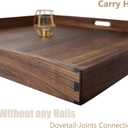 30 x 30 Inches Extra Large Square Black Walnut Wood Ottoman Tray with Handles, Serve Tea, Coffee Classic 2.5 Feet Wooden Decorative Serving Tray