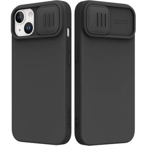 Nillkin Designed for iPhone 14 Plus Case with Camera Cover, Silicone Ultra Slim Shockproof Protective Phone Case, [Microfiber Lining, Slide Camera Protection] 6.7 inch, Black