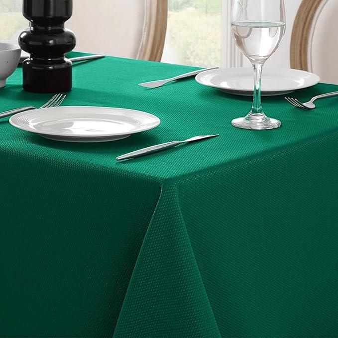 Softalker Green Rectangle Weaved Texture Pattern Tablecloth, Spring Jacquard Waterproof Wipeable Stain Resistant Wrinkle Free Table Cloth for Dining Kitchen Outdoor Picnic Party - 60 x 84 Inch