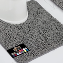 GORILLA GRIP 2 PCS Toilet Rug, Soft Chenille, Toilet Base Mat, Absorbent Microfiber Washable Mats Dry Quickly, Grey