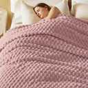 Bedsure Blanket Queen Size for Bed - 350GSM Fluffy Plush Bubble Blanket Queen Size for Home Room Decor, GentleSoft Cute Fleece Soft Cozy Gifts for Women Girls, Dusty Rose, 90x90 Inches