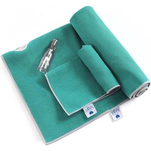 IUGA Non Slip Yoga Towel, Extra Thick Hot Yoga Towel + Hand Towel 2in1 Set, Corner Pockets Design to Prevent Bunching, 100% Microfiber – Non Slip, Super Absorbent and Quick Dry
