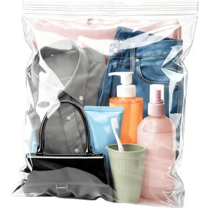 3Mil Thick Extra Large Storage Bags Clear 16"X 20" Zip Plastic Bags 3.5 Gallon Lock Poly Baggies for Packaging Clothing Organizing,Crafts,Travel 5Pack-Heavy Duty