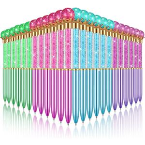 24 Pcs Big Crystal Diamond Pens Diamond Top Pens Bling Ballpoint Pen Black Ink Rhinestones Pen for Women School Office Supplies Christmas Wedding Birthday Present, 4 Colors(Novel Style)