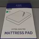 Quilted Fitted Mattress Pad Twin XL Size - Elastic Fitted Mattress Topper Protector & Cover - Breathable, Soft, Low Profile Top Cover with 8-16 Inch Deep Pockets - Easy-Fit & Machine Washable - White