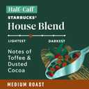 Starbucks K-Cup Coffee Pods, Medium Roast Hot or Iced Coffee, Half-Caff House Blend, 60 Keurig Pods (EXP 02/25/27)