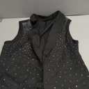 MakeMeChic Women's Glitter Rhinestone Blazer Sleeveless Open Front Party Y2K Vests (Large, Black)
