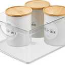 iDesign Plastic Stackable Kitchen Cabinet Storage Bin with Handles - Clear Pantry Organizer (Medium)