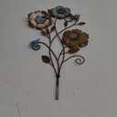 Moxweyeni Tricolor Flower Wall Decor Vintage Metal Wall Art Decor Rustic Hanging Flowers Decorative Metal Floral Art for Home Living Room Bathroom Indoor Outdoor, 15 x 9.1 Inch(1 Piece)