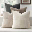 ANRODUO Pack of 4 Decorative Throw Pillows for Couch Neutral Gray 16x16 Inch Boho Cozy Soft Corduroy Cushion Covers Farmhouse Accent Pillowcases for Mid Century Summer Home Decor Sofa Bed Living Room