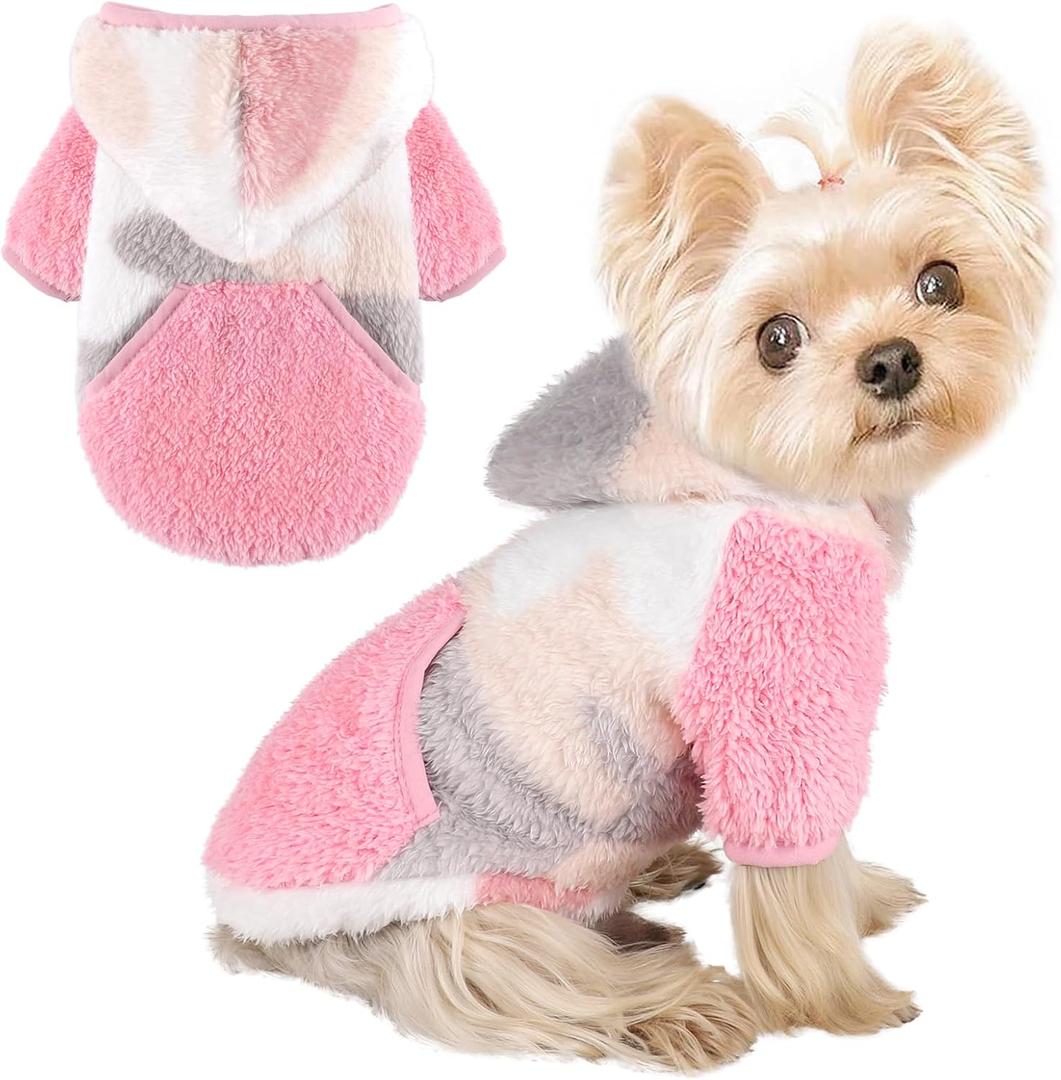 Dog Sweater Dog Winter Clothes for Small Dogs Boy Girl Pet Hoodies Puppy Cold Weather Coats Fall Doggie Sweatshirt for Chihuahua Yorkie Cat Sweater Costumes, Camo Pink, Small