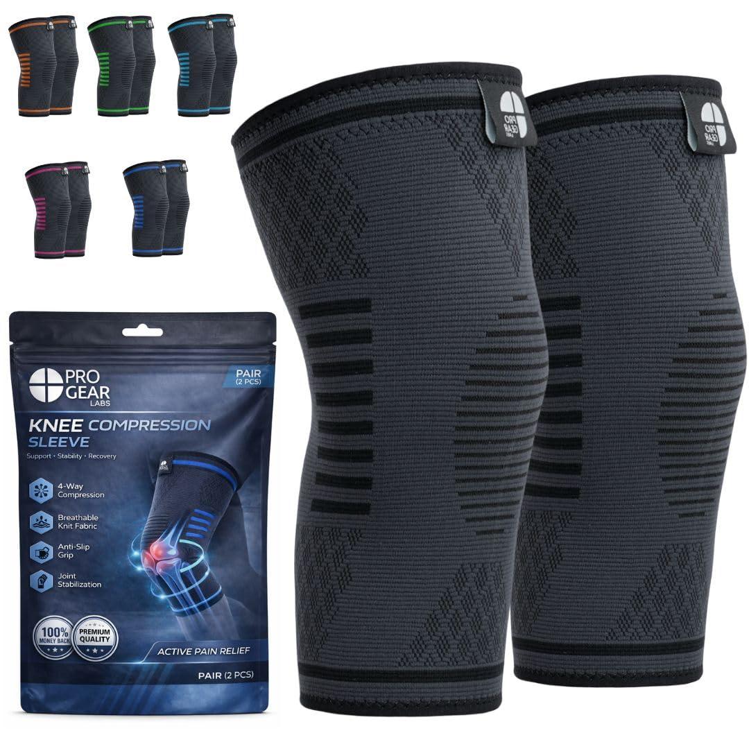 Knee Compression Sleeves for Men & Women  2-Pack Black Knee Brace for Running, Arthritis, Meniscus Tear, ACL, Workout  Support for Knee Pain Relief (Black, XX-Large)