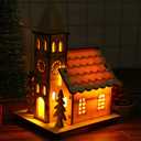 NUOBESTY Christmas Scene House Light Up Mini Wood Houses Village Collections Luminous Figurines Tabletop Ornaments for Xmas Decoration