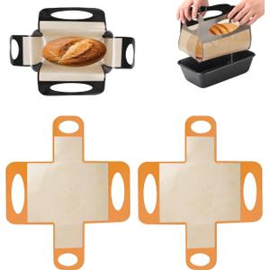 Reusable Silicone Bread Loaf Pan Liner, Food-Grade Silicone Bread Sling, Loaf Pan Lifters - Non-Stick &Reusable Baking Tools with 4 Handles - for Loaf, Cake, Pastry (Orange)