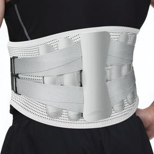 Back Brace for Lower Back Pain  5X Steel Support with Adjustable Compression, Lumbar Support Belt for Men & Women, Breathable Lower Back Brace with Gift Packaging (Grey)