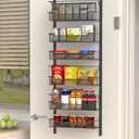 VyGrow Over the Door Pantry Organizer, 6-Tier Over the Door Organizer with Adjustable Basket, Pantry Door Organization for Pantry Kitchen Storage Room Spice Rack, Black